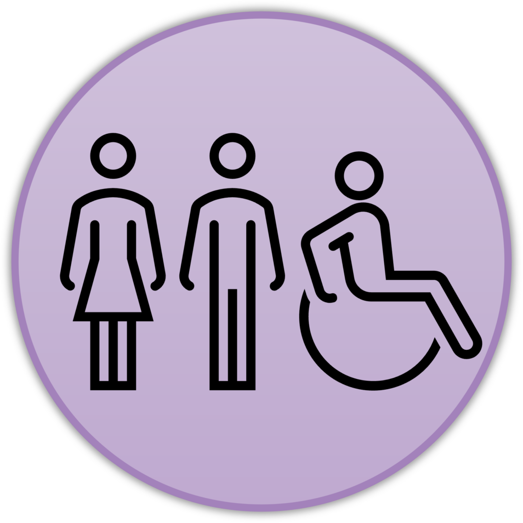 man, woman, and person in wheelchair icon representing inclusion, diversity, anti-racism, and equity